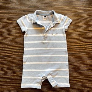 Janie and Jack Boys EUC 3-6 month Blue/White Stripe Romper